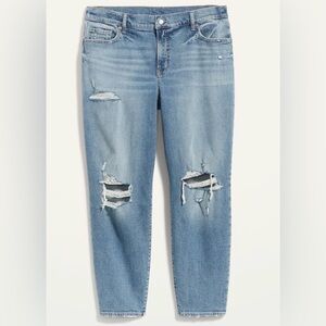NWT Old Navy High Rise Loose Jeans Size 14 Blue Wash Ripped Distressed 34x30